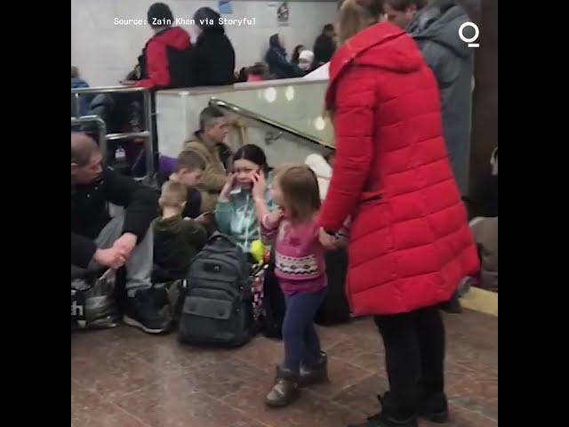 Ukrainians Shelter in Subway Station Amid Russian Invasion