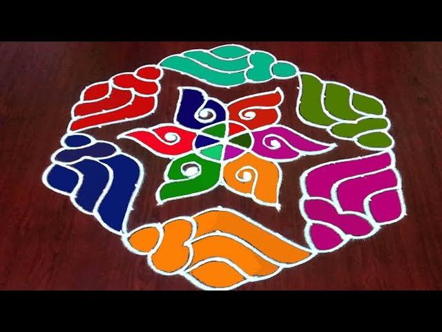 Latest Easy 13x7 dots Shankh Rangoli Kolam ||  Dhanurmasam Muggulu || Rangoli World