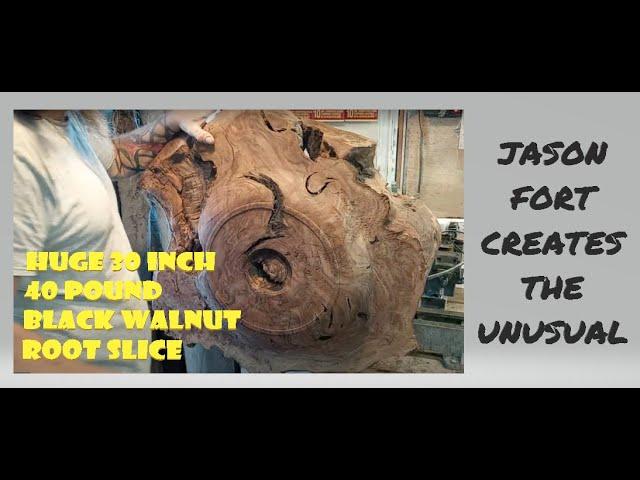 Wood turning , 30 inch 40 pound chunk of black walnut root cut . Crazy ? Maybe . Legendary? For sure