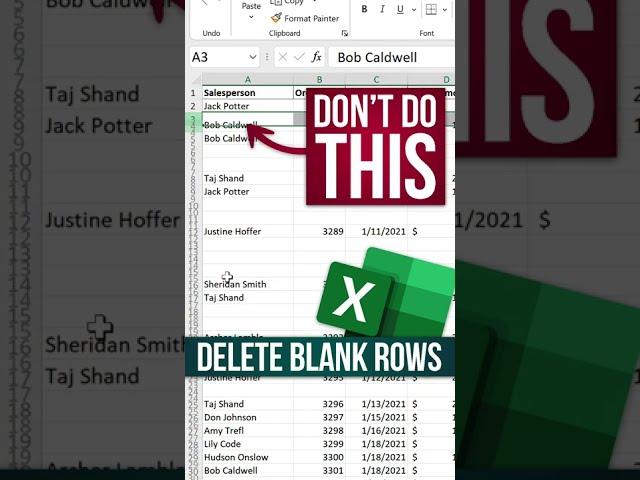 Delete Empty Rows with these Excel Shortcuts #shorts