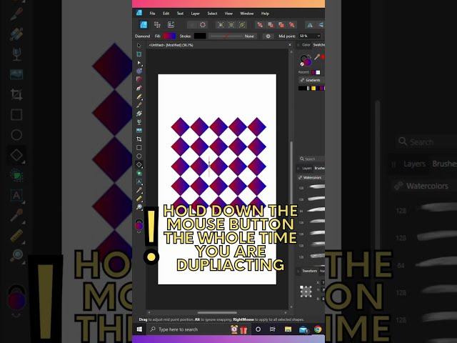 FASTEST WAY TO DUPLICATE A SHAPE IN AFFINITY DESIGNER 2