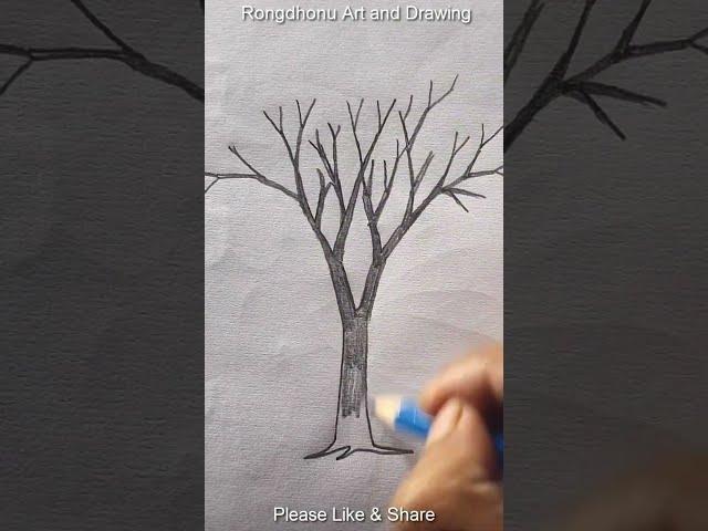 Tree Drawing Idea with V Letter Shape #shorts