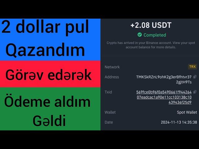 2 DOLLAR PUL QAZANDIM ÖDEME ALDIM GƏLDİ SÜBUTLU (2024)