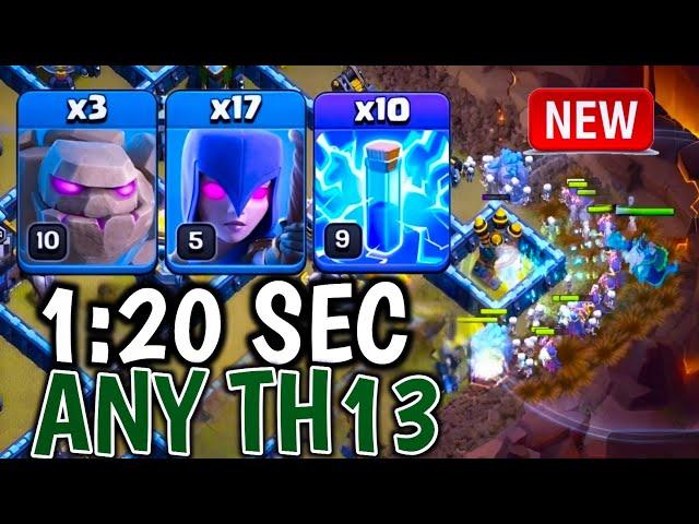 Best Th13 Strongest CWL Attack | 3 Golem + 8 Zap + 17 Witch | Th13 Attack Strategy In Coc