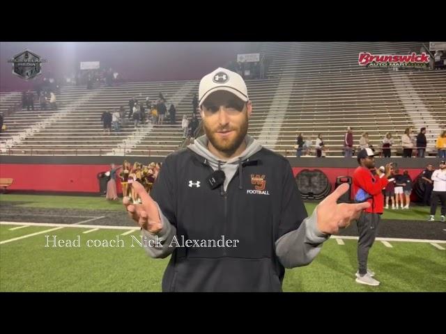 Walsh Jesuit Warriors coach Nick Alexander after their 37-35 win at Stambaugh Stadium over Ursuline