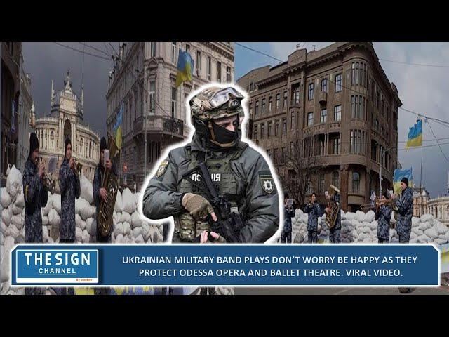 Ukrainian military band plays as they protect Odessa Opera and Ballet Theatre. Viral video