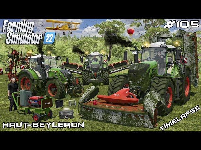 Mowing WET GRASS FIELD with FENDTs | Animals on Haut-Beyleron | Farming Simulator 22 | Episode 105