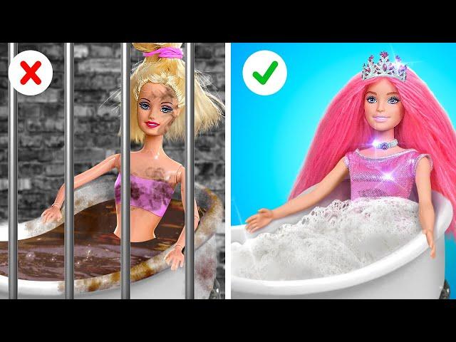 Oh No, Barbie Is In Jail! *Total Beauty Transformation from Ugly to Princess by 123 GO!