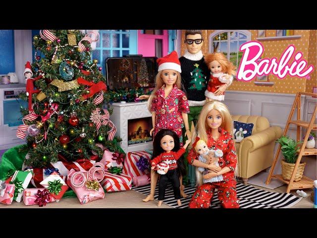 Barbie & Ken Doll Family Christmas Morning Routine