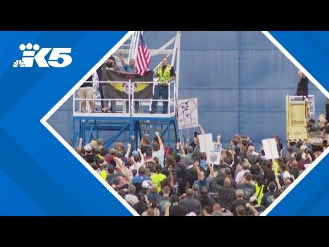 Protests break out at Boeing plant in Everett