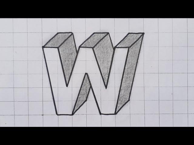 Simple 3d Drawing Letter W For Beginners / How To Draw Easy Art Capital Alphabet Step By Step