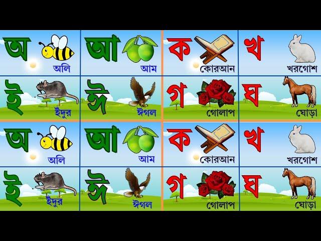 বাংলা বর্ণমালা শিখি |স্বরবর্ণ অ আ ই ঈ | ব্যঞ্জনবর্ণ ক খ গ ঘ | bangla bornomala | @BanglaBornomala0