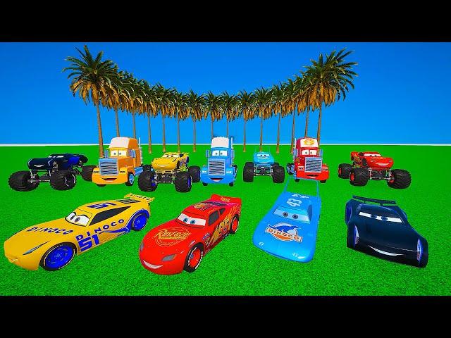 Epic Descent Challenge Cars: Monster Truck McQueen The King Cruz Ramirez Jackson Storm & Mack Trucks