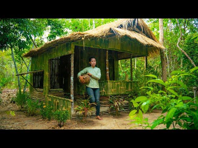 Amazing Girl Builds The Most Beautiful Bamboo House in the Wild To Live Alone Happily Ever After