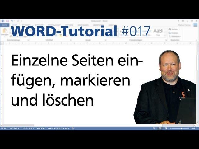 Word: Einzelne Seite einfügen, markieren und löschen • Für 2013, 2010 und 2007 • Markus Hahner®