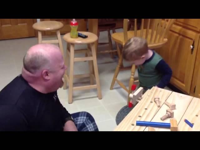 Noah and Daddy at Workbench