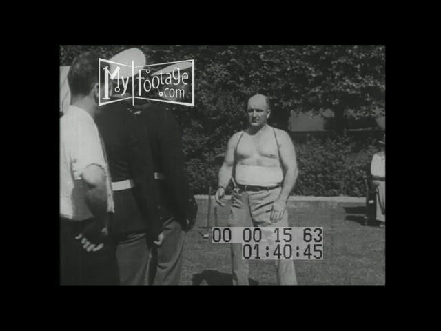 1930s Frank "Cannonball" Richards Takes Punches from Jack Dempsey and Marines