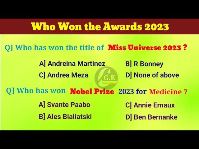 Awards and honours 2023 // awards current affairs // awards and prizes gk // MCQ GK//‎@G.K Chowdhury