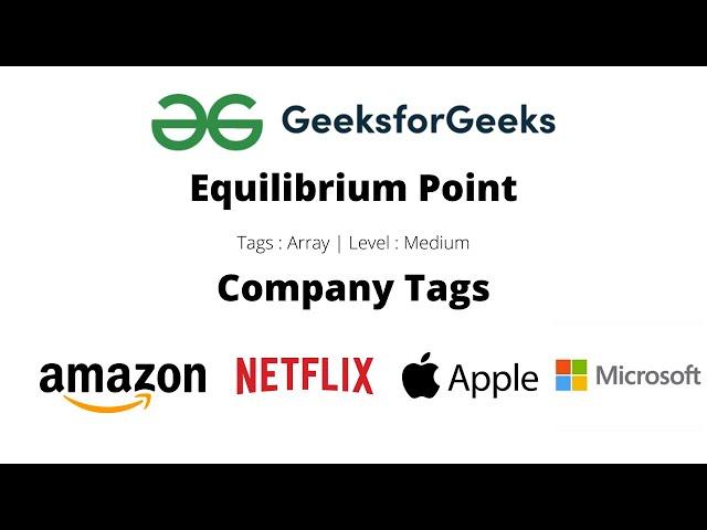 GeeksforGeeks - Equilibrium Point  in Hindi | Java