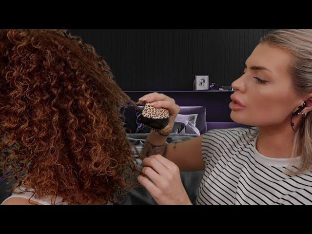 ASMR Detangling Your Curly Hair  (hair play / hair brushing roleplay)