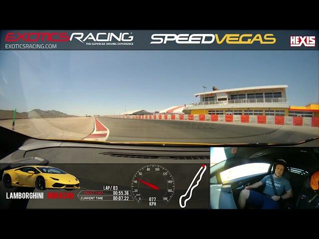 professional driver ripping a Lamborghini huracan around vegas race track over 200kph