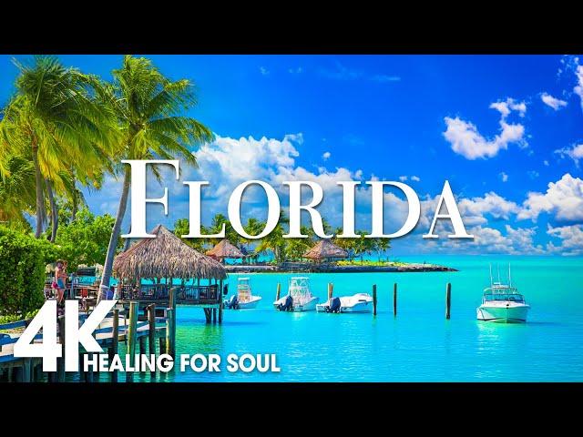 FLORIDA NATURE in 4K UHD Drone Film + Relaxing Piano Music for Stress Relief, Sleep, Spa, Yoga, Cafe