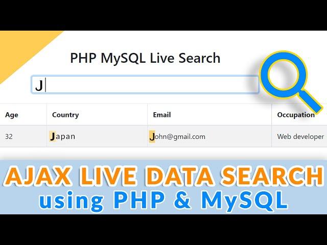 Ajax Live Data Search with jQuery PHP MySQL