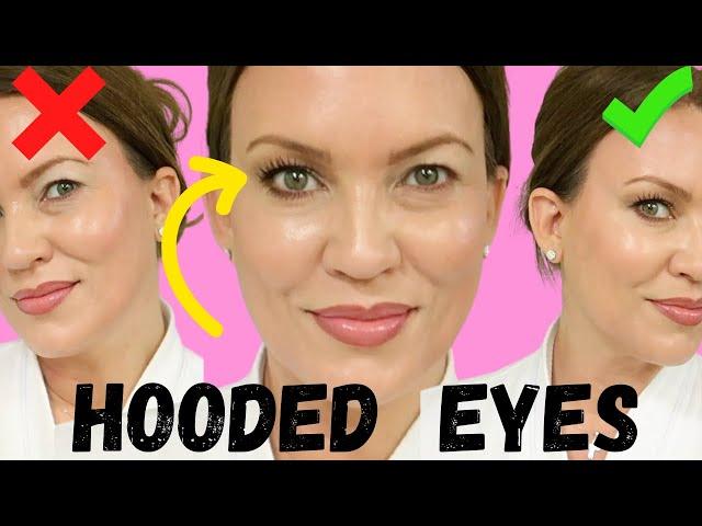 HOODED EYE HACK.....in 30 seconds! SAGGY, DROOPY EYELIDS INSTANTLY LIFTED!