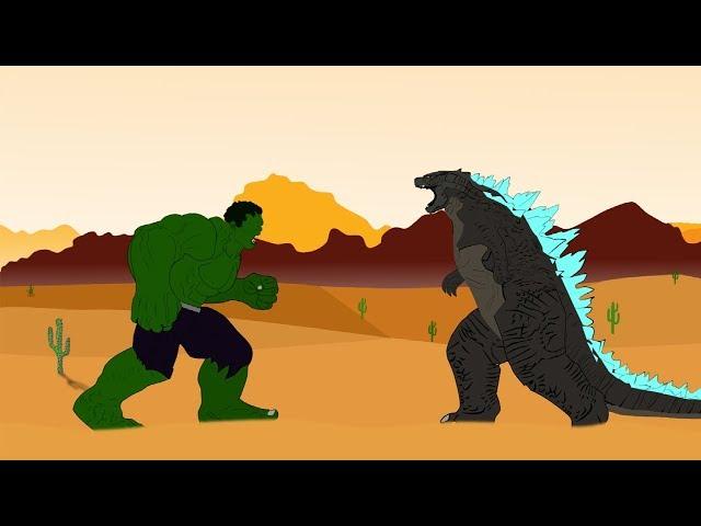 GODZILLA VS HULK Fight Scene Animation | Godzilla Cartoons