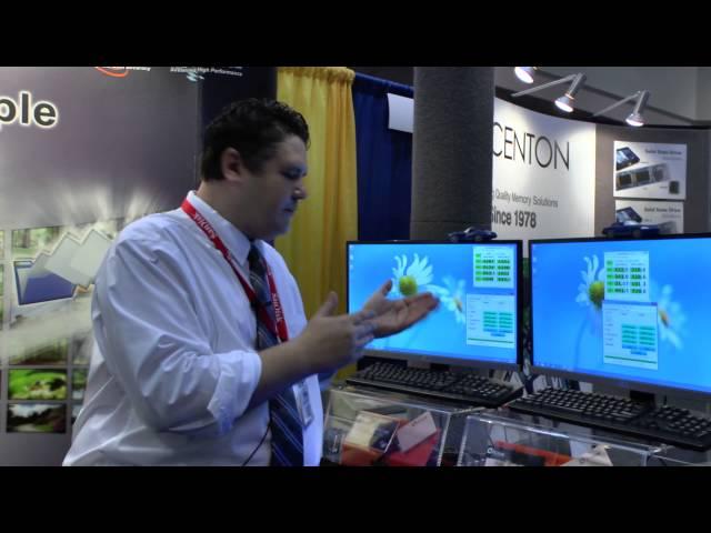 TweakTown's Chris Ramseyer gives us a tour of the Plextor booth at Flash Memory Summit 2014