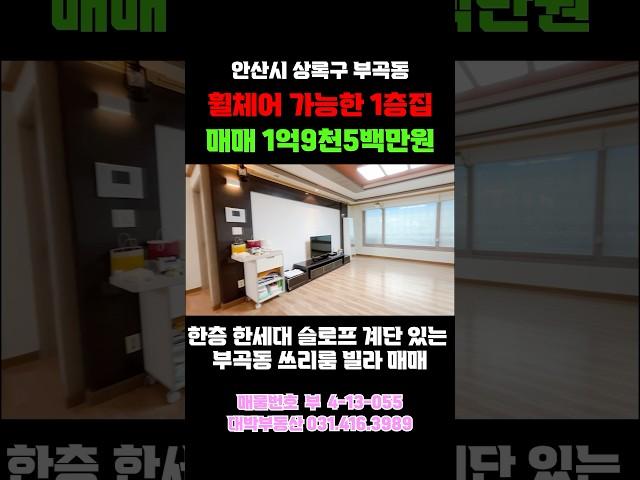 404 넓직한 사이즈 한층 한세대! 주차가능 휠체어 가능한 슬로프 계단 1층 쓰리룸 빌라 매매 #안산빌라 #부동산 #안산부동산 #안산빌라매매 #shorts #주차장