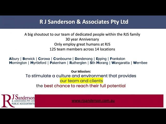 RJ Sanderson Associates: 30 Years of Excellence & Dedication