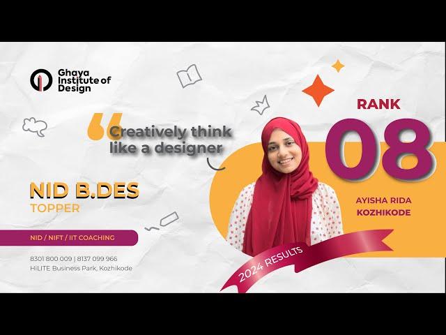 NID Top Rank 8 | Ghaya Institute of Design | Ayisha Rida #bdes #nid #design #career