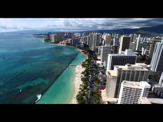 Drone footage of Waikiki Beach, Hawaii