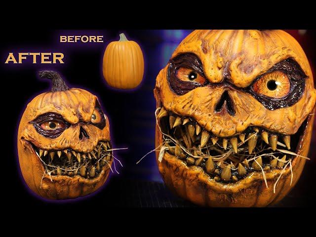 How to Carve a Foam Pumpkin Tutorial - Craft Foam Pumpkin - EVA Foam Clay - Monster Eyes Halloween