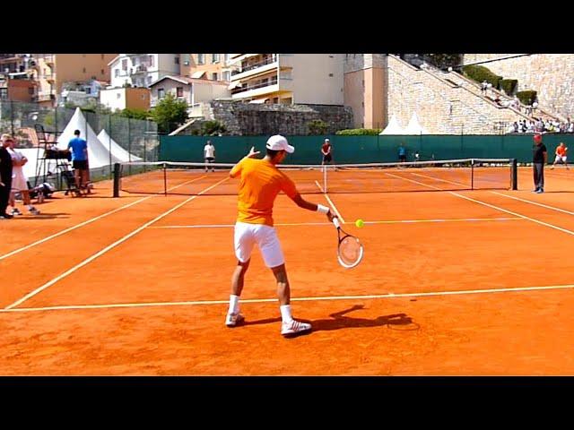 Novak Djokovic Forehand Slow Motion in Court Level View