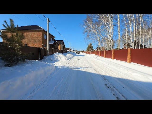 Russian modern village "Usadba Maryino" near Novosibirsk. Winter in Siberia. Life in Russia