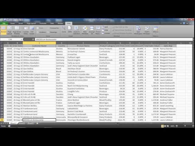 Freeze the Top Row and First Column of a Spreadsheet