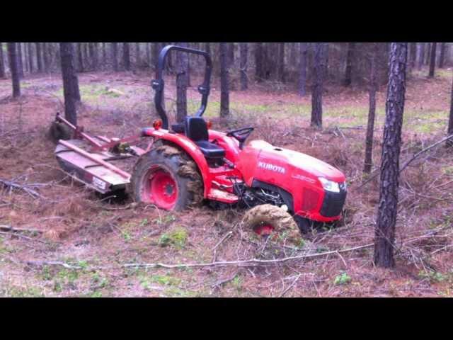 Stuck the Kubota Tractor while Bushogging!!