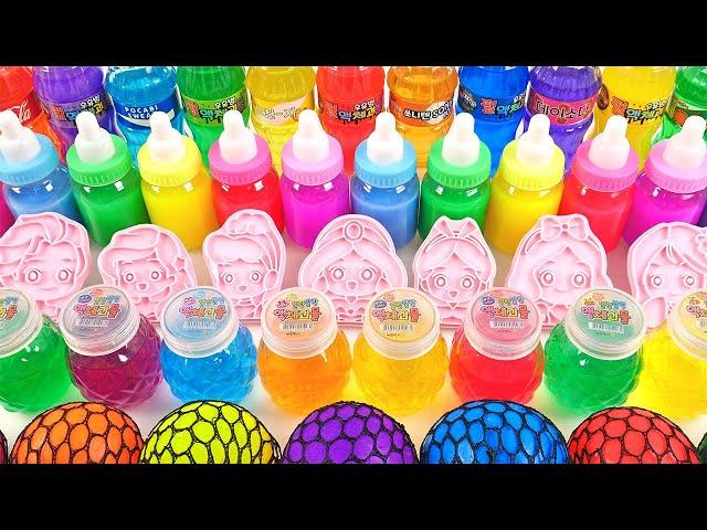 Satisfying Video l How to make Rainbow Slime-Ground into Mixing All Slimes & Fruity Cutting ASMR #99