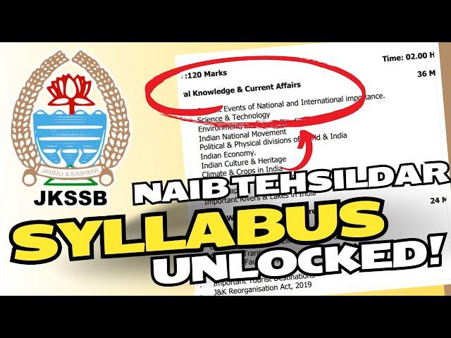 Naib Tehsildar Syllabus Update  || jkssb naib tehsildar syllabus 2024 || Jkssb online tutorial.