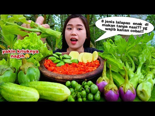 RAW VEGETABLE MUKBANG WITHOUT RICE, RAW PAPAYA STEMS, JENGKOL, PETAI, FINGERLAND, LEUNCA, VEGETARIAN