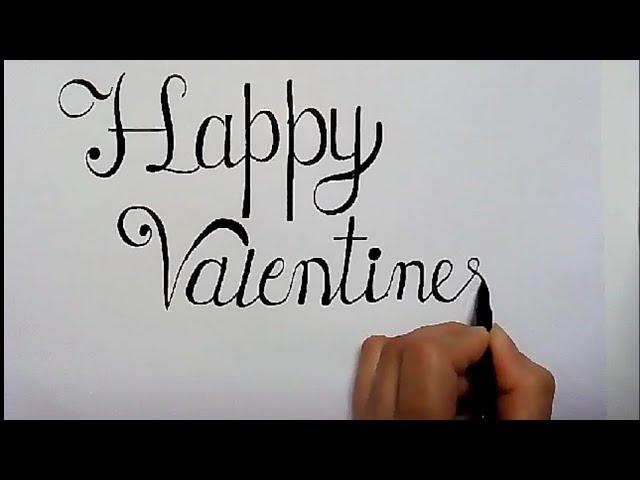 How to write happy Valentine's day in calligraphy