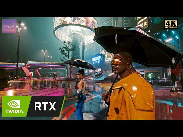 Walking in the Rain at Night in Cyberpunk 2077