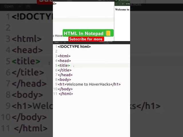 How to write HTML in Notepad #coding #html #css #htmlcss #basics #notepad #frontenddevelopment