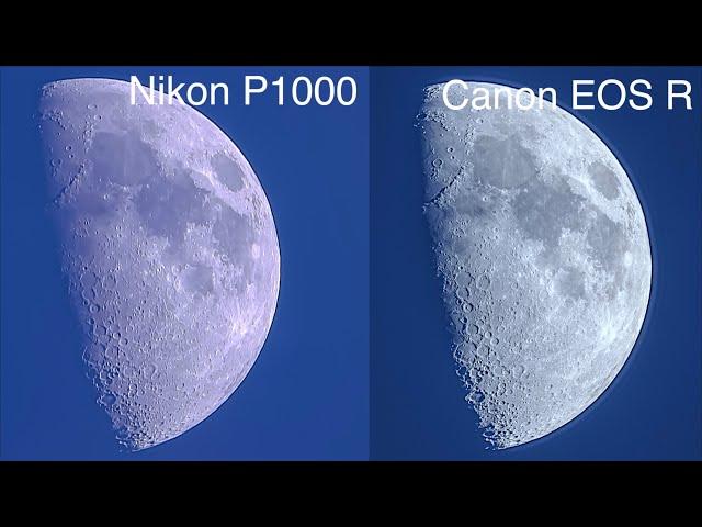 58% Moon - Nikon P1000 vs Canon EOS R Camera