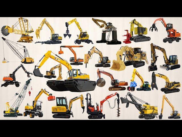 EXCAVATOR Vehicles - Tổng hợp Máy Xúc, Cần Cẩu | Excavator, Hammer, Grapple, Auger, Crane, Digger