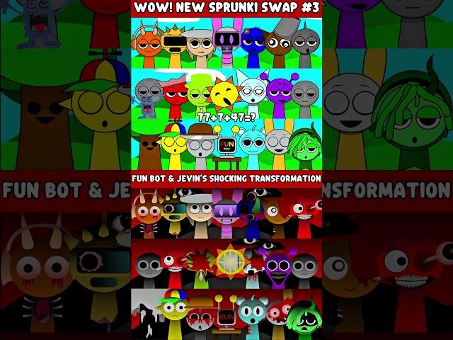 OMG!  SPRUNKI SWAP #3 | FUN BOT & JEVIN’S SHOCKING TRANSFORMATION VS HORROR PHASE  #sprunkimod
