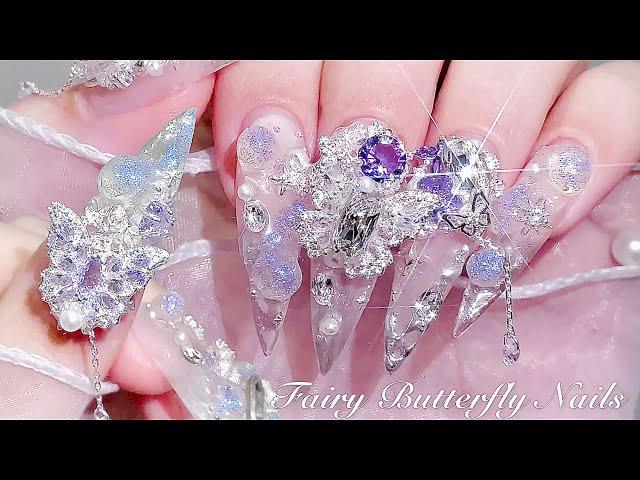 sub) Water Droplets, Butterfly Nails/Korean Nails / Nail art / Self-nails / ASMR