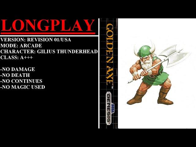 Golden Axe [Rev 01/USA] (Sega Genesis) - (Longplay - Gilius Thunderhead | Arcade Mode | A+++)